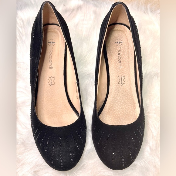 Black Prom Event Party Women's Heels Shoes with rhinestones - Picture 1 of 7